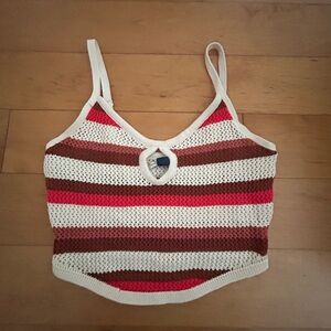 American Eagle Outfitters striped crochet crop top